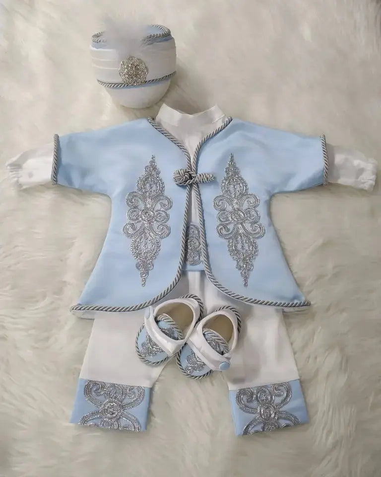 Navy Blue & Gold Personalized Baby Prince Costume 3, baby boy first birthday outfit, additional product image 9 by Vowalisse