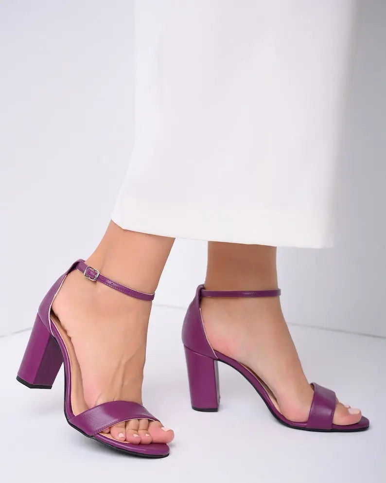 Lilac Block Heel Bridal Heels VOWALISSE bridal shoes – view 5