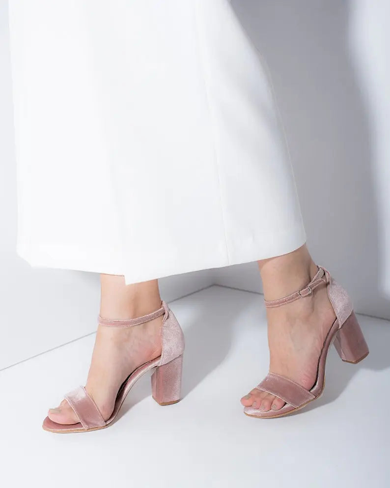 Pink Block Heel Bridal Heels VOWALISSE bridal shoes – view 1