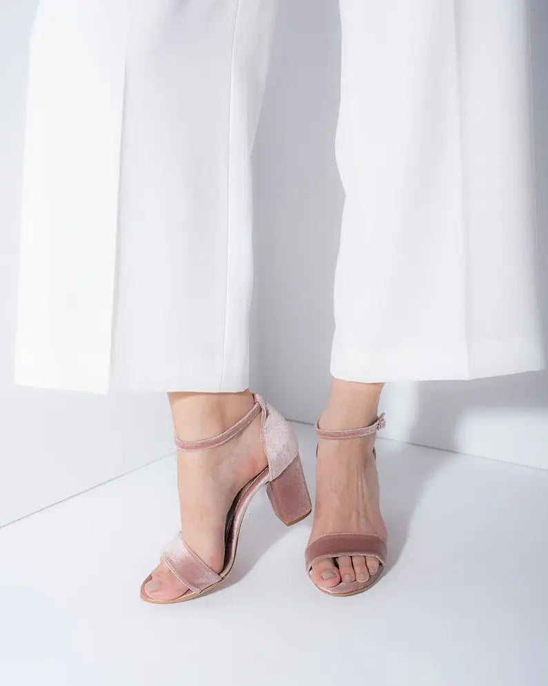Pink Block Heel Bridal Heels VOWALISSE bridal shoes – view 3