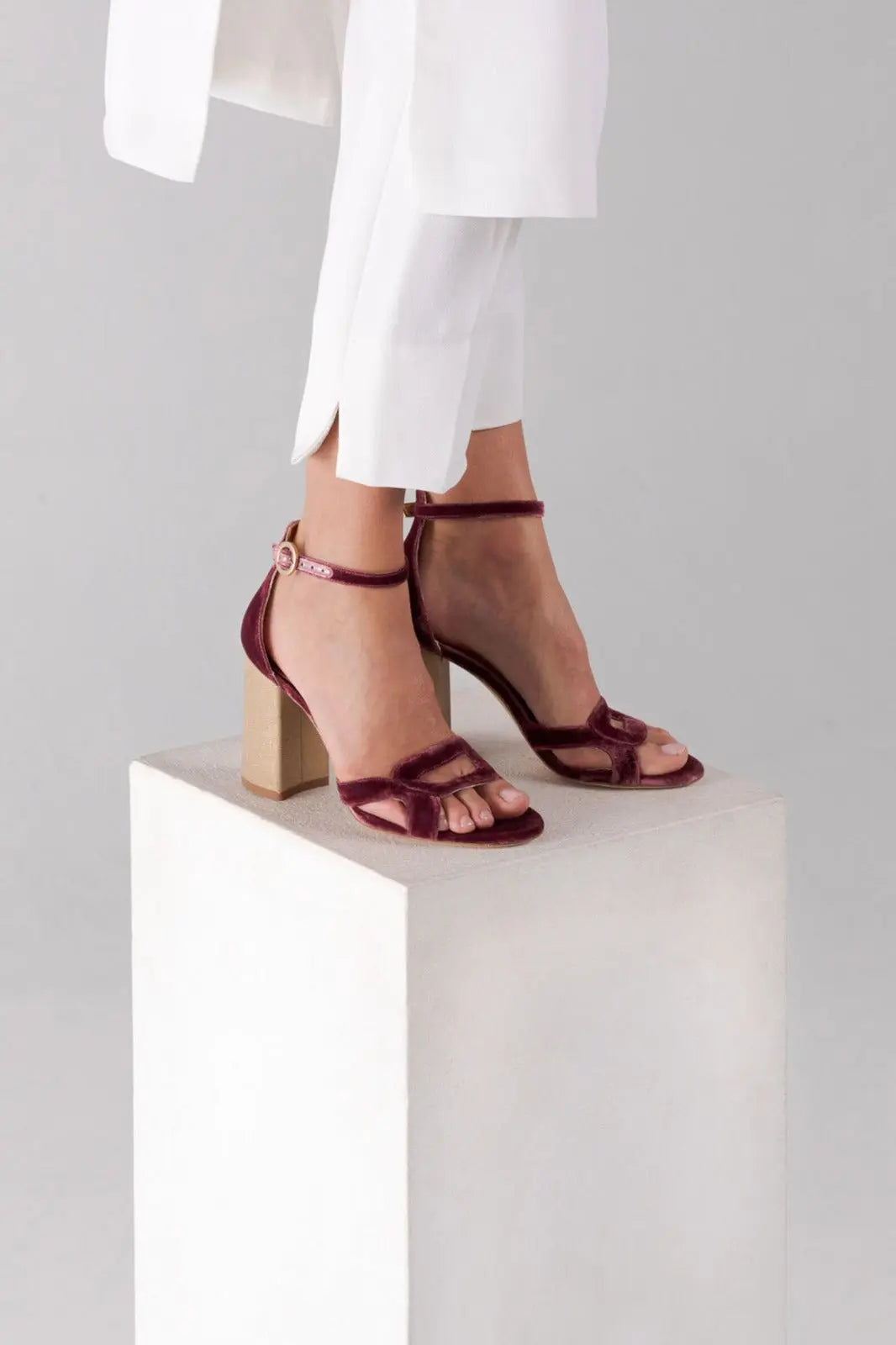 Wine Velvet Maxi Dress VOWALISSE bridal shoes – view 1