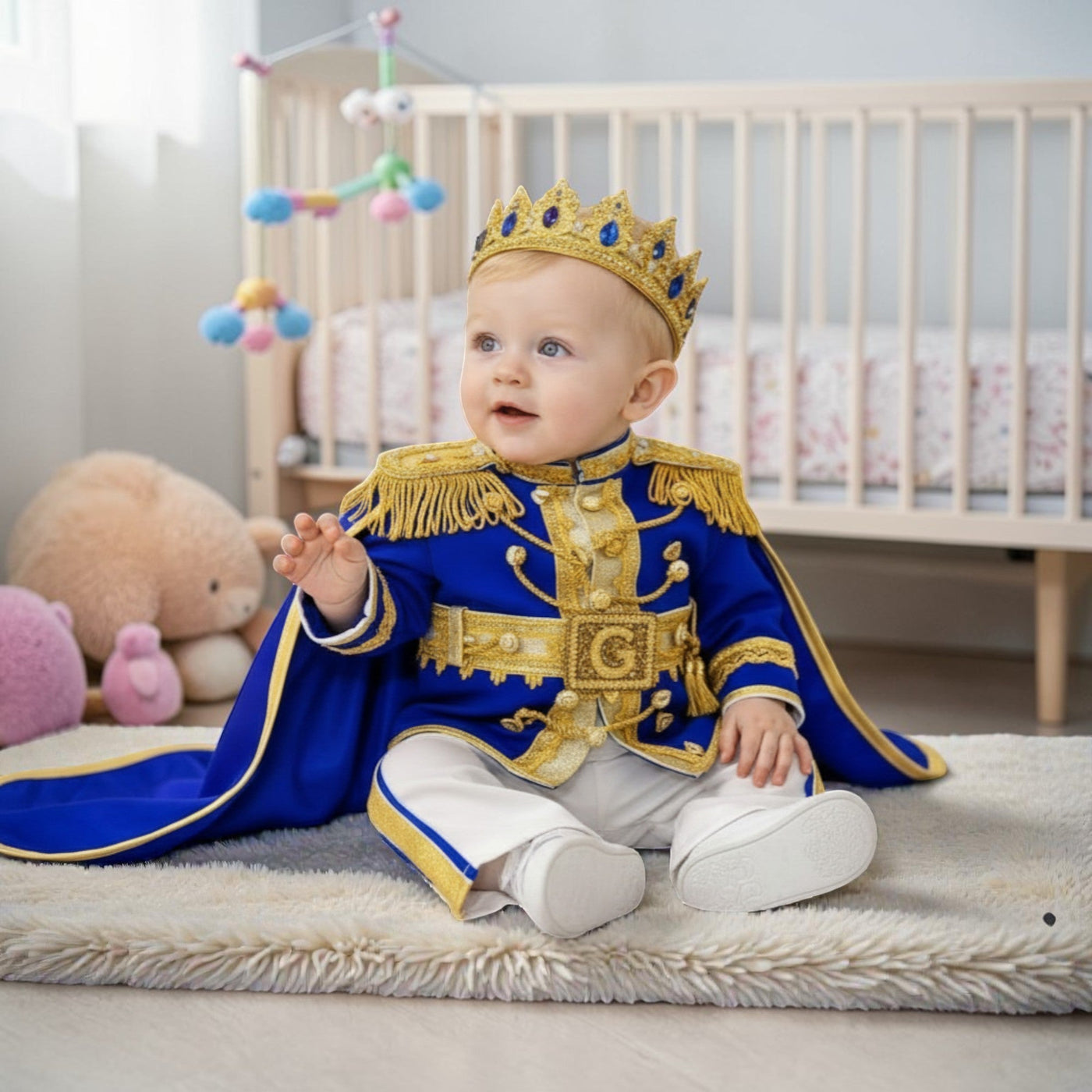 Personalized Baby Prince Costume, baby boy first birthday outfit, additional product image 4 by Vowalisse