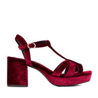 Valerie Red Velvet Block Heel Bridal Heels VOWALISSE bridal shoes – view 10