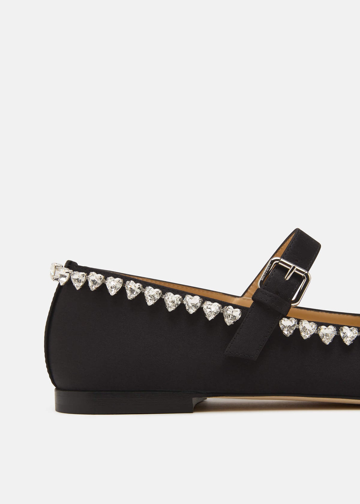 Mirella Black Satin Flats – rear view showing satin, black, Vowalisse