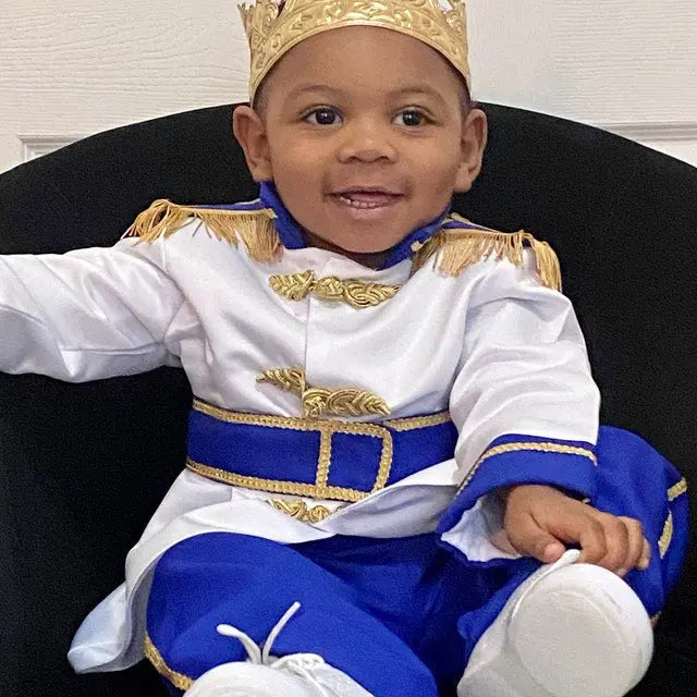 Fantasia Navy Blue & Gold Personalized Baby Prince Costume, baby boy first birthday outfit, additional product image 3 by
