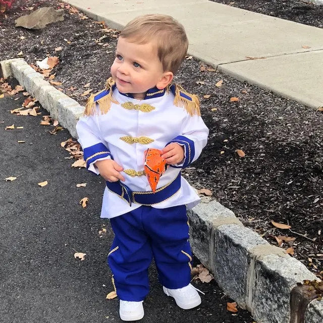 Fantasia Navy Blue & Gold Personalized Baby Prince Costume, baby boy first birthday outfit, additional product image 4 by