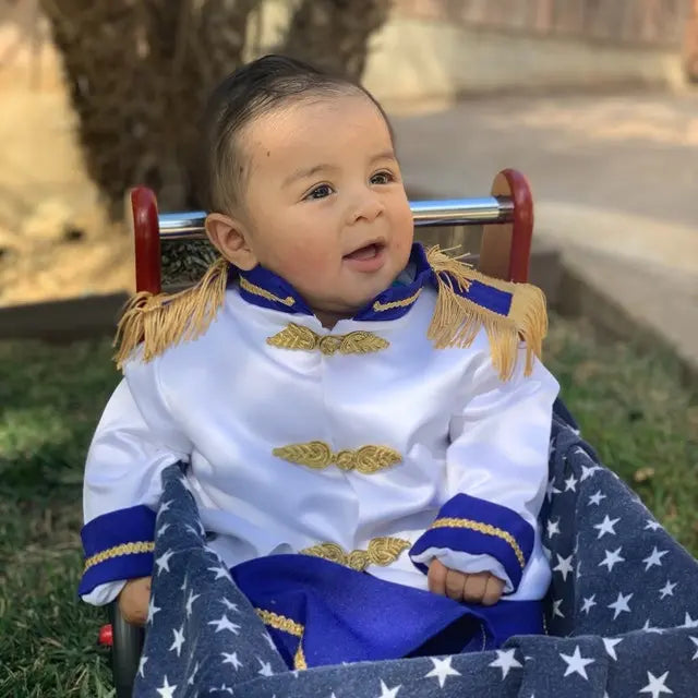 Fantasia Navy Blue & Gold Personalized Baby Prince Costume, baby boy first birthday outfit, additional product image 5 by
