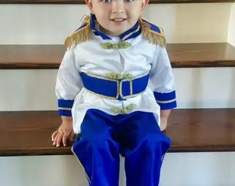 Fantasia Navy Blue & Gold Personalized Baby Prince Costume, baby boy first birthday outfit, additional product image 6 by