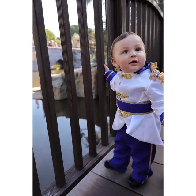 Fantasia Navy Blue & Gold Personalized Baby Prince Costume, baby boy first birthday outfit, additional product image 8 by