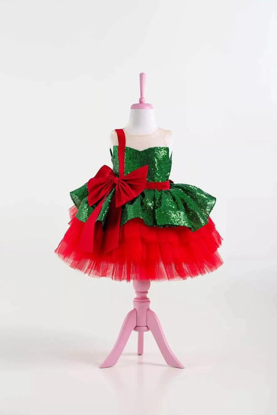 Gabrielle Red Mermaid Birthday Dress For Girls, baby girl first birthday dress, main product image by Vowalisse