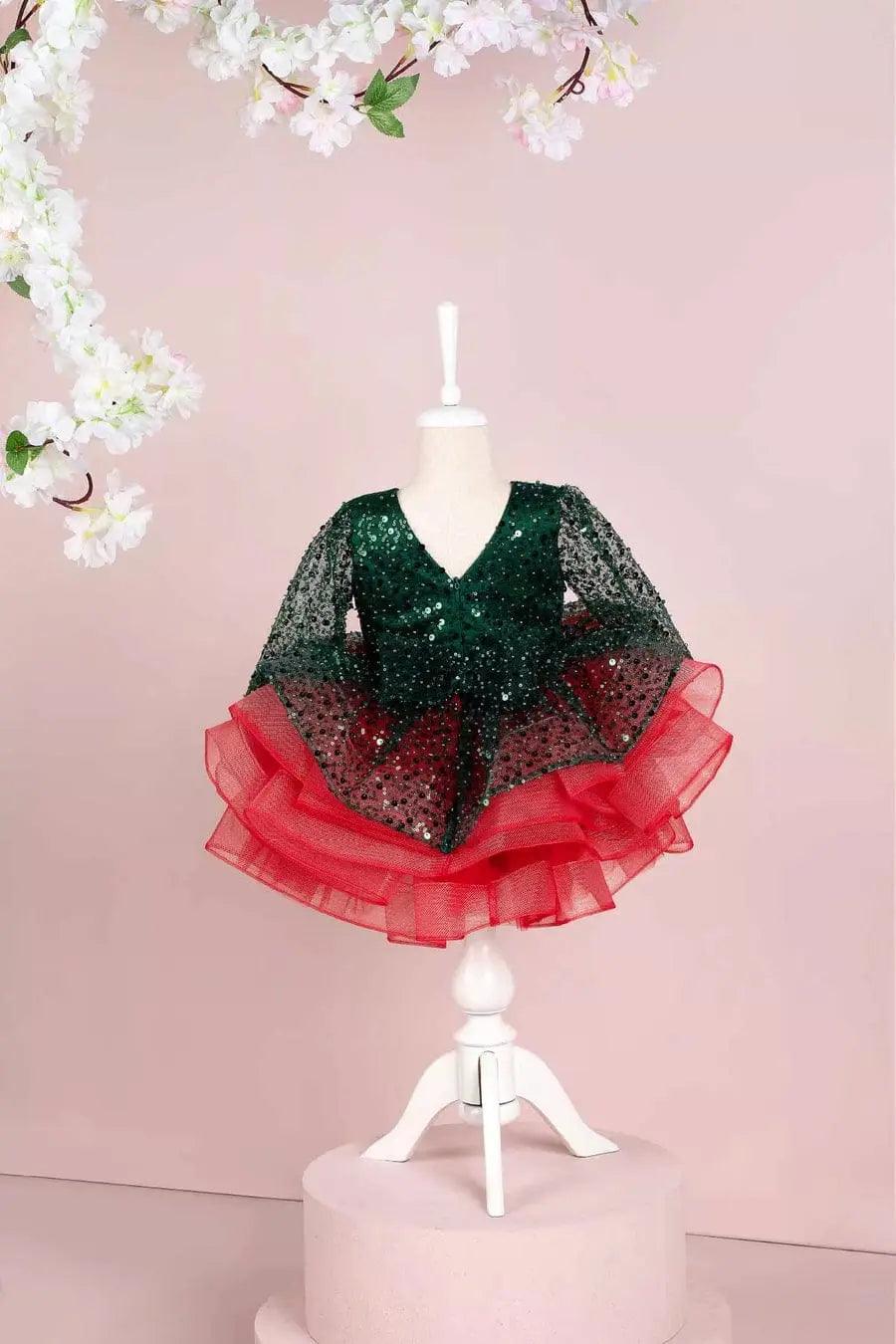 Gabrielle Red Mermaid Birthday Dress For Girls, baby girl first birthday dress, additional product image 3 by Vowalisse