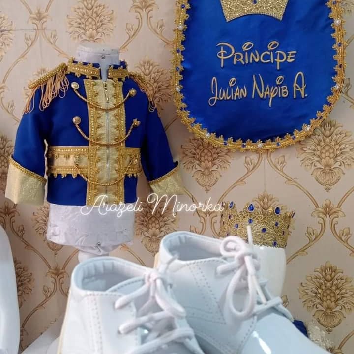 George Navy Blue & Gold Personalized Baby Prince Costume, baby boy first birthday outfit, additional product image 4 by