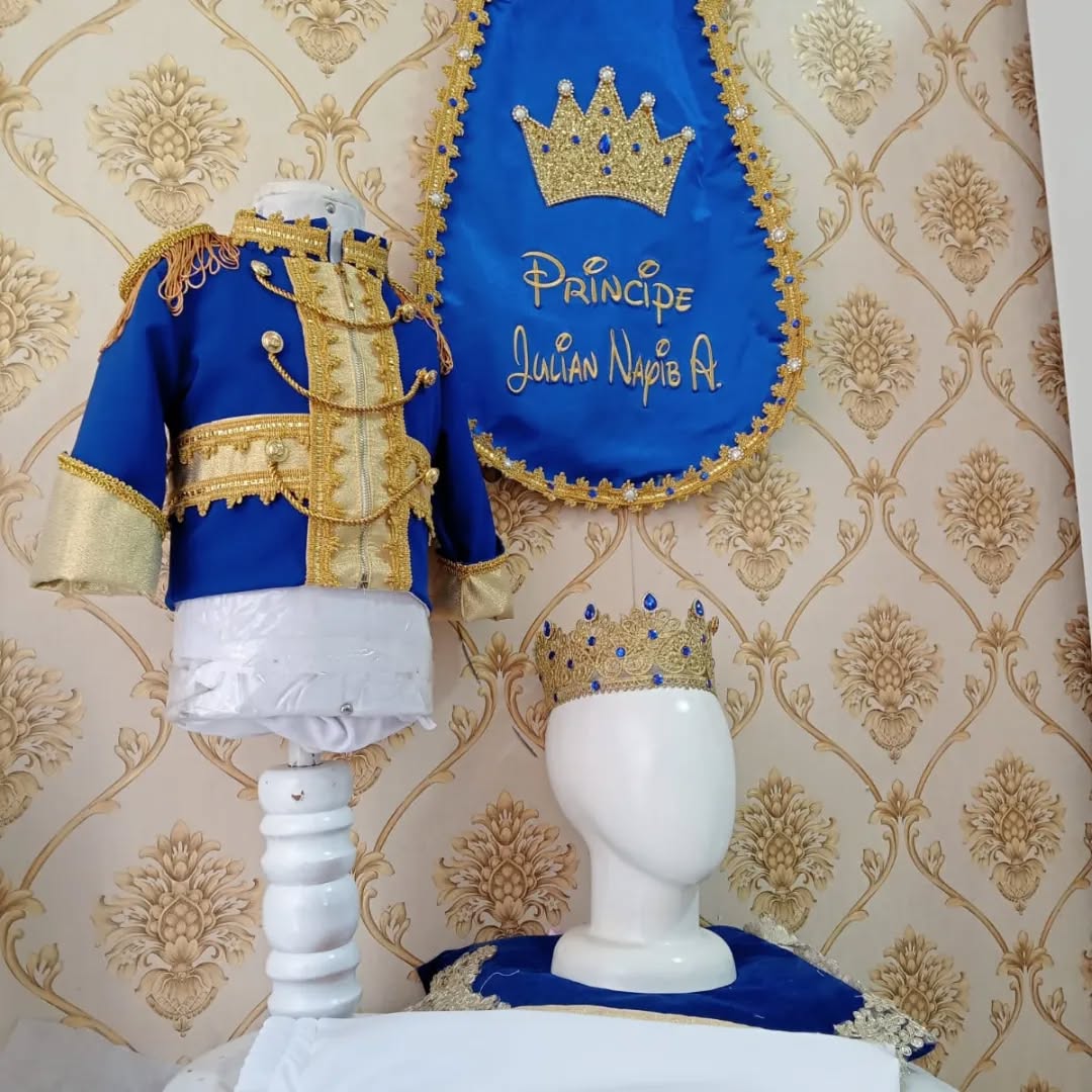 George Navy Blue & Gold Personalized Baby Prince Costume, baby boy first birthday outfit, additional product image 3 by