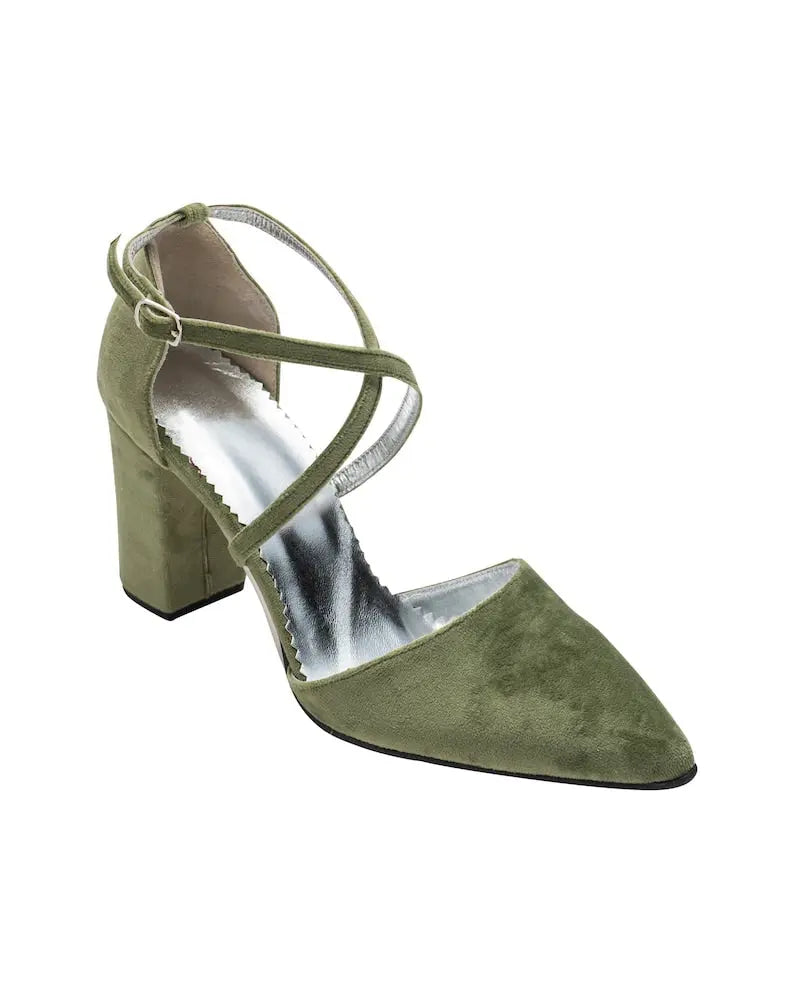 Green Velvet Bridal Heels VOWALISSE bridal shoes – view 5