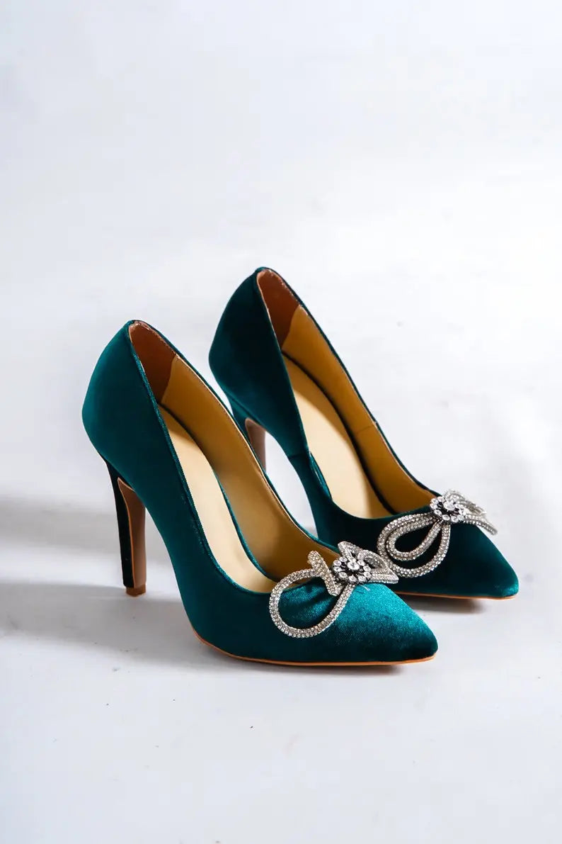 Green Lace Pumps Bridal Shoes VOWALISSE bridal shoes – view 2