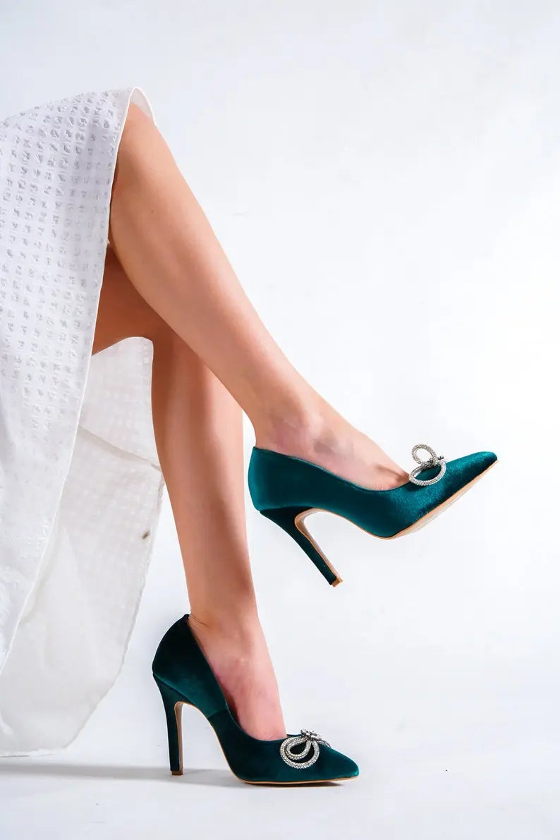 Green Lace Pumps Bridal Shoes VOWALISSE bridal shoes – view 3