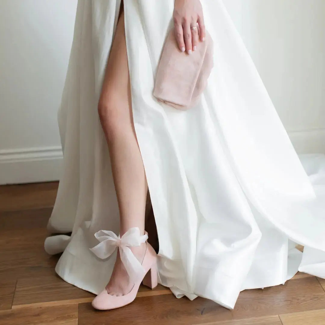 Hetty Pink Velvet Block Heel Bridal Heels VOWALISSE bridal shoes – view 10