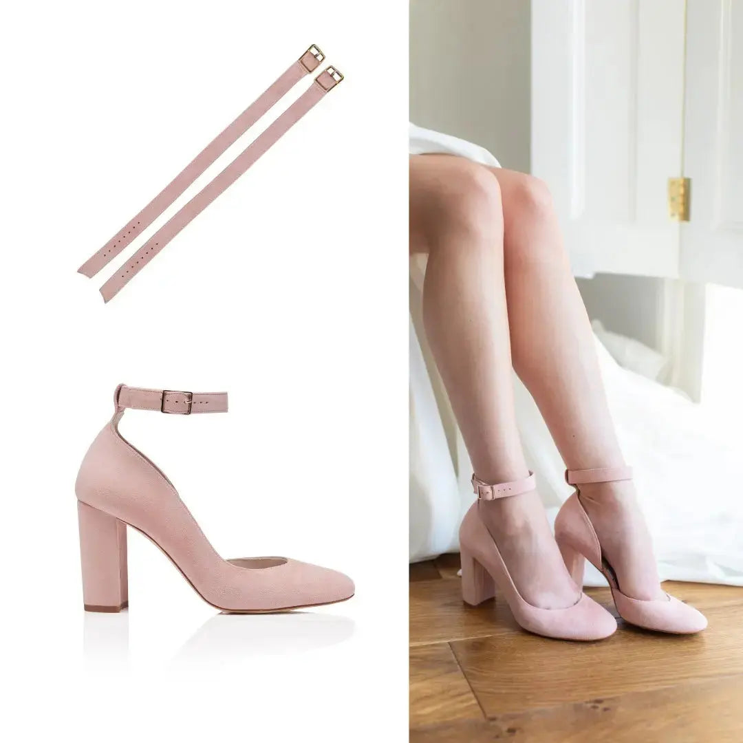 Hetty Pink Velvet Block Heel Bridal Heels VOWALISSE bridal shoes – view 11