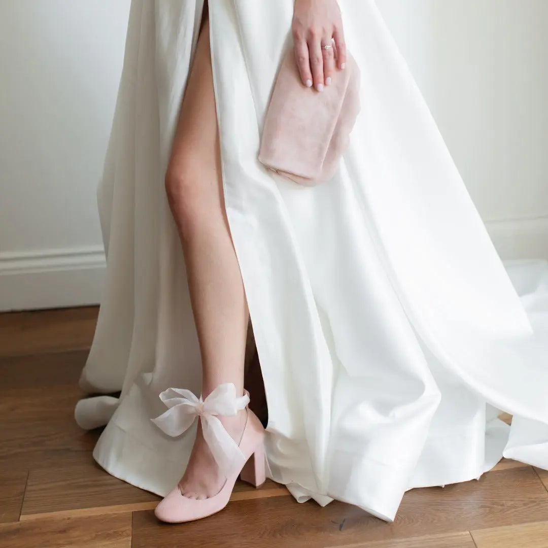 Hetty Pink Velvet Block Heel Bridal Heels VOWALISSE bridal shoes – view 17