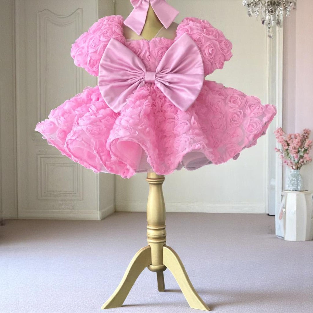 Bridal Pink Mermaid Birthday Dress For Girls, baby girl first birthday dress, additional product image 5 by Vowalisse