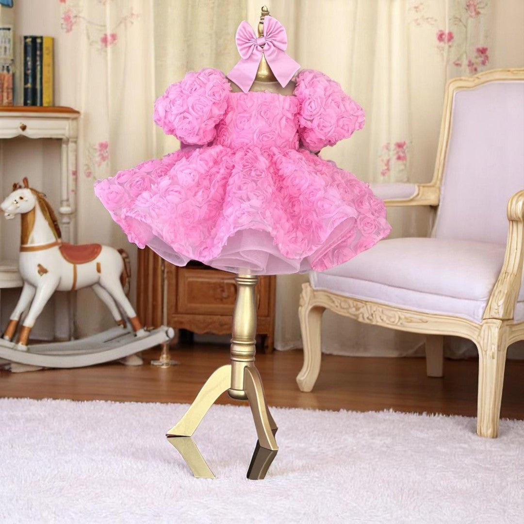 Bridal Pink Mermaid Birthday Dress For Girls, baby girl first birthday dress, additional product image 7 by Vowalisse