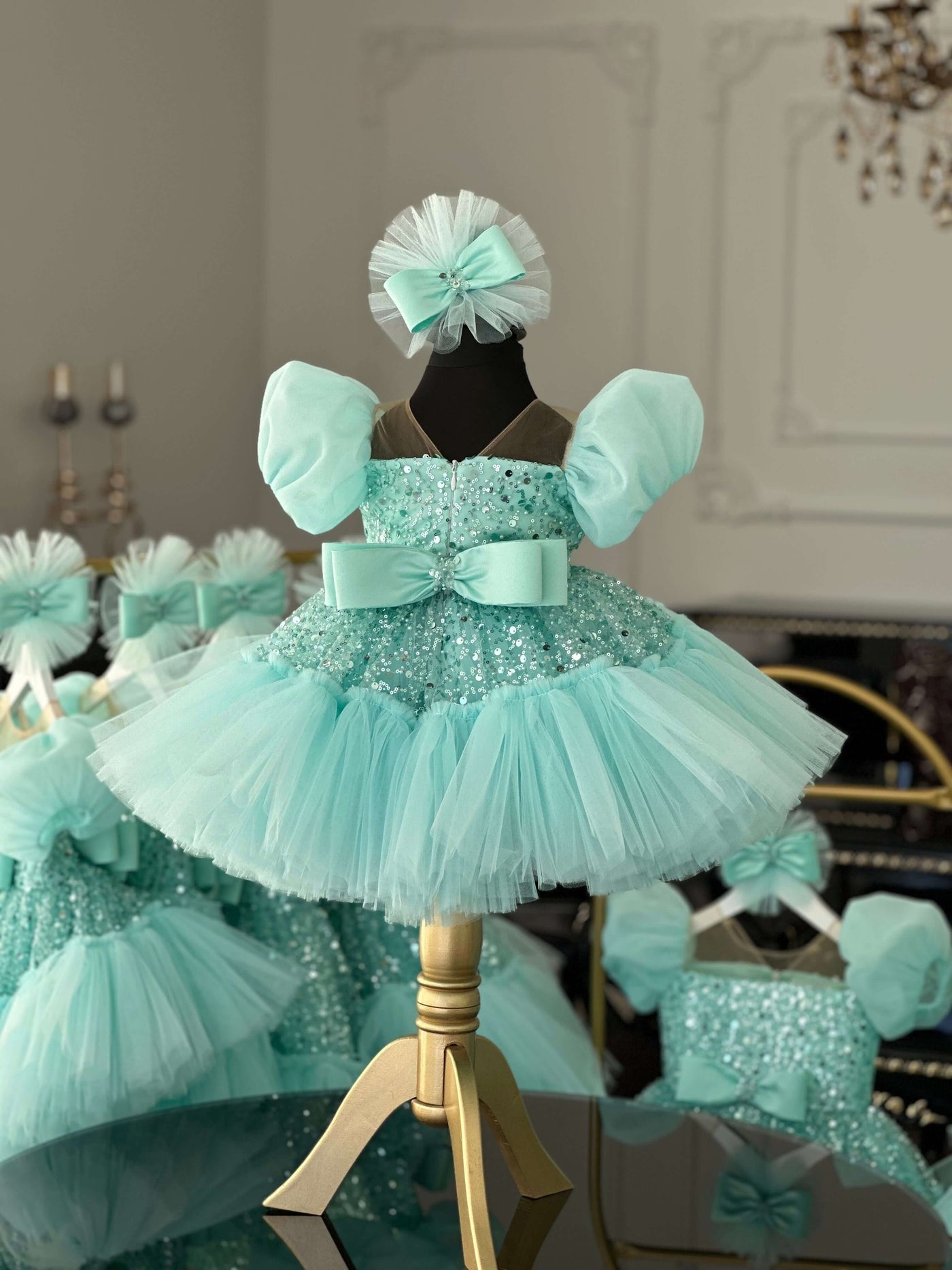 Leila Mint Green Mermaid Birthday Dress For Girls, baby girl first birthday dress, additional product image 3 by Vowalisse