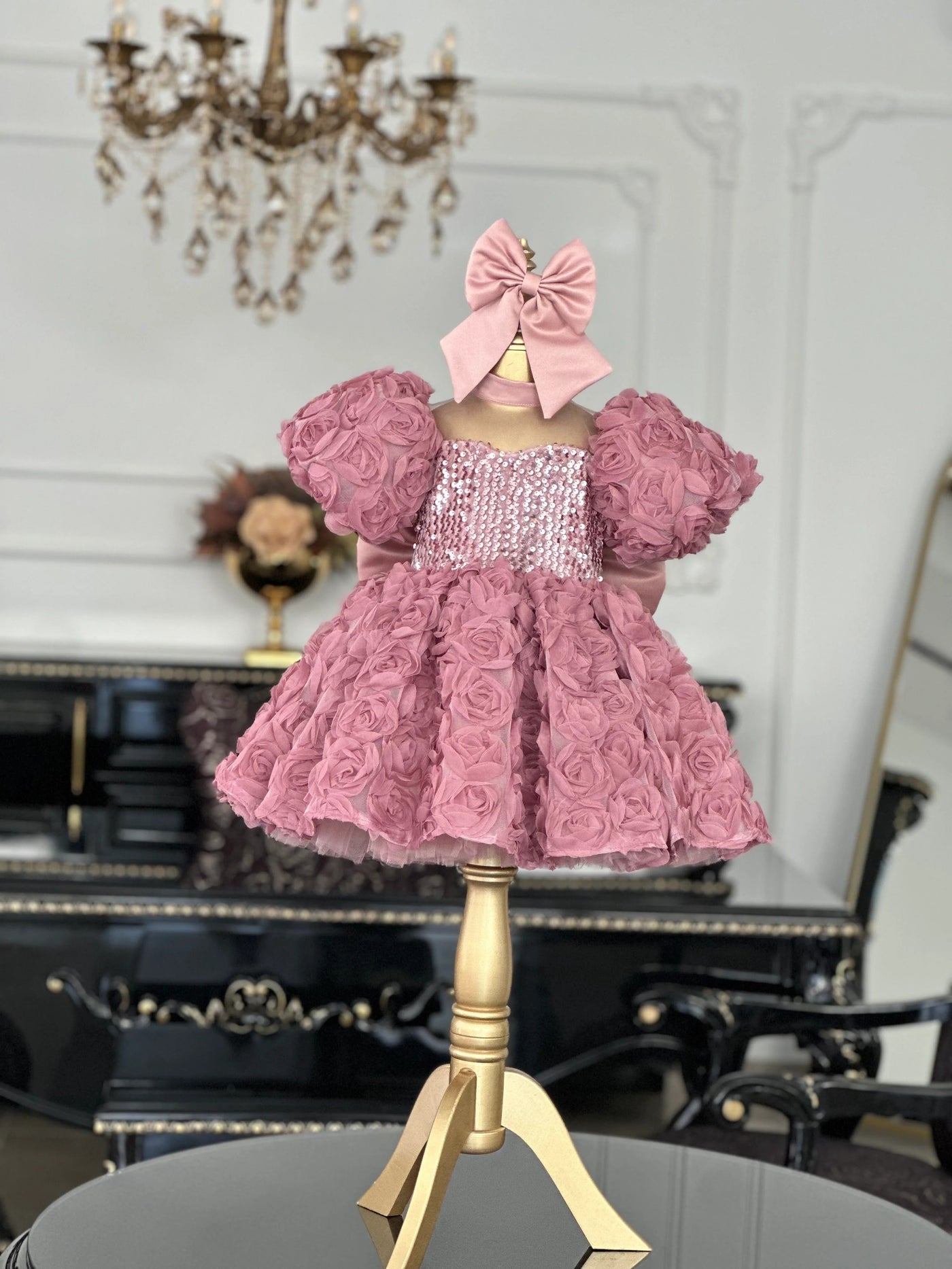 Begonia Powder Pink Mermaid Birthday Dress For Girls, baby girl first birthday dress, additional product image 2 by Vowalisse