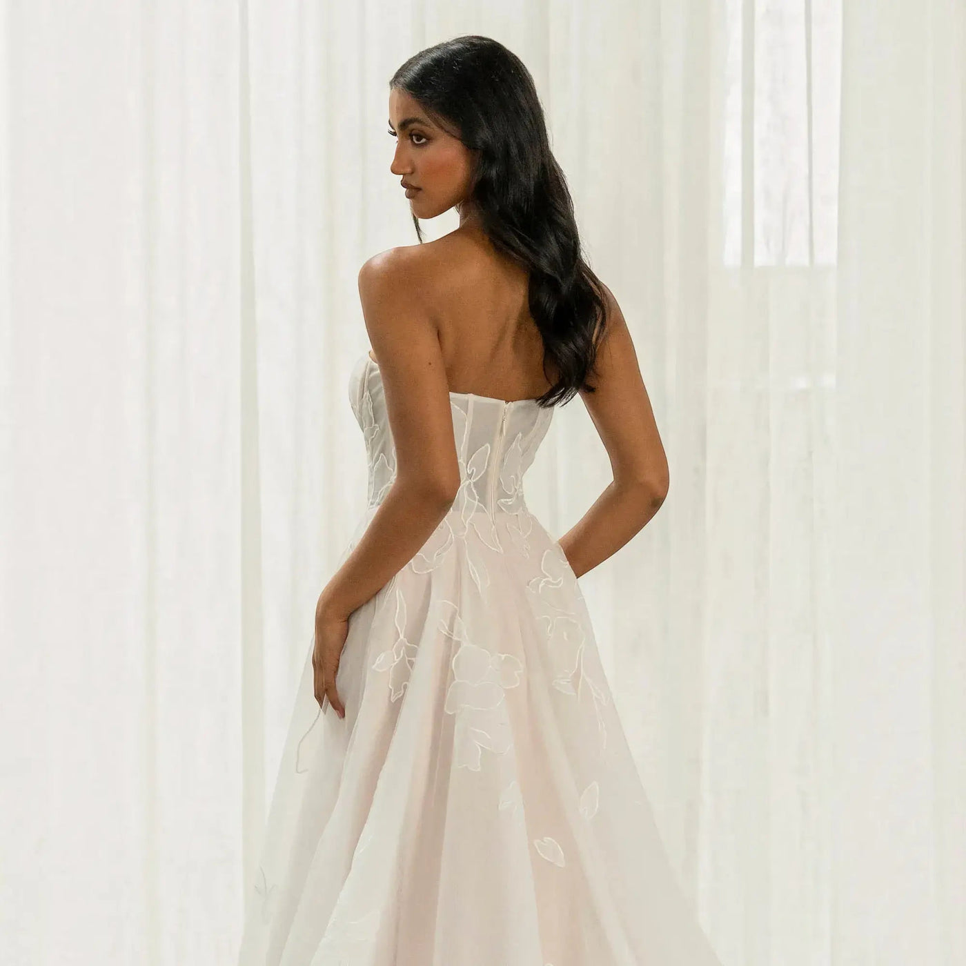 Serena Silk A-Line Wedding Dress VOWALISSE bridal gown – view 3