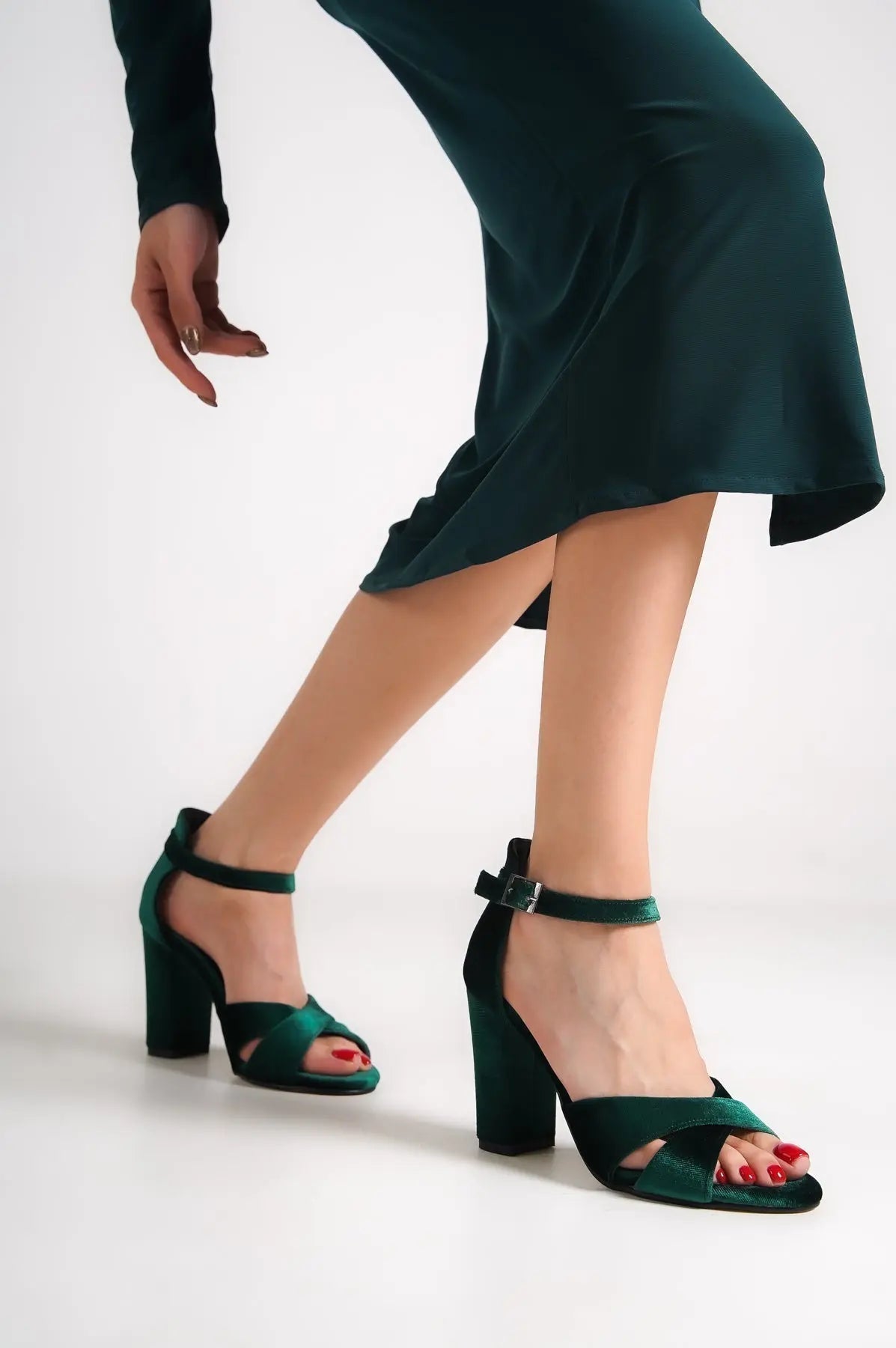 Jany Green Velvet Bridal Heels VOWALISSE bridal shoes – view 7