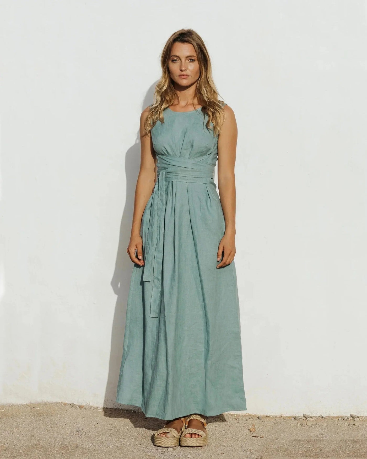 Boracay Linen Maxi Dress VOWALISSE bridal shoes – view 1