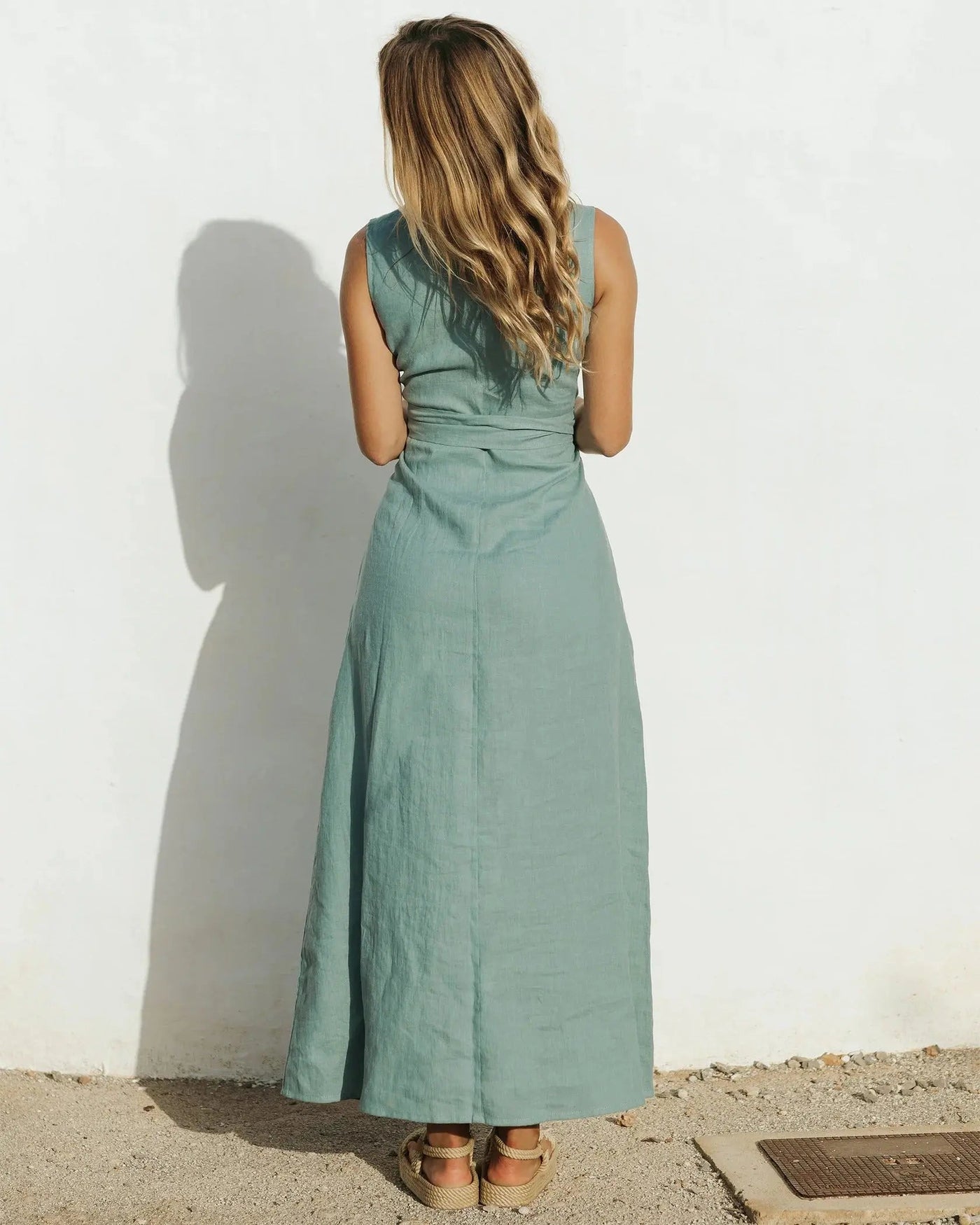Boracay Linen Maxi Dress VOWALISSE bridal shoes – view 3