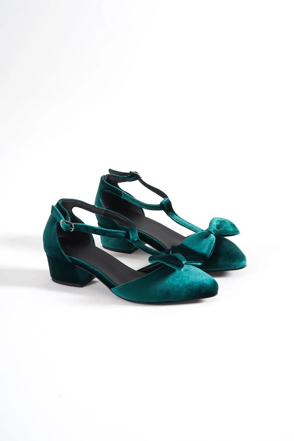Emerald Green Low Heel Bridal Heels VOWALISSE bridal shoes – view 7