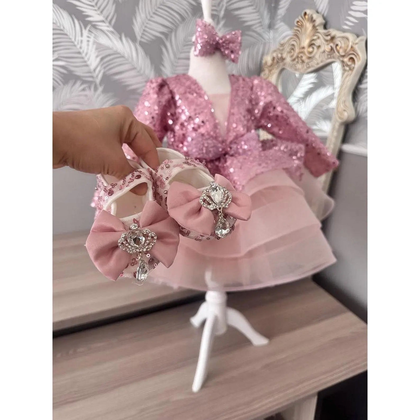Flower Pink Mermaid Birthday Dress For Girls, baby girl first birthday dress, main product image by Vowalisse