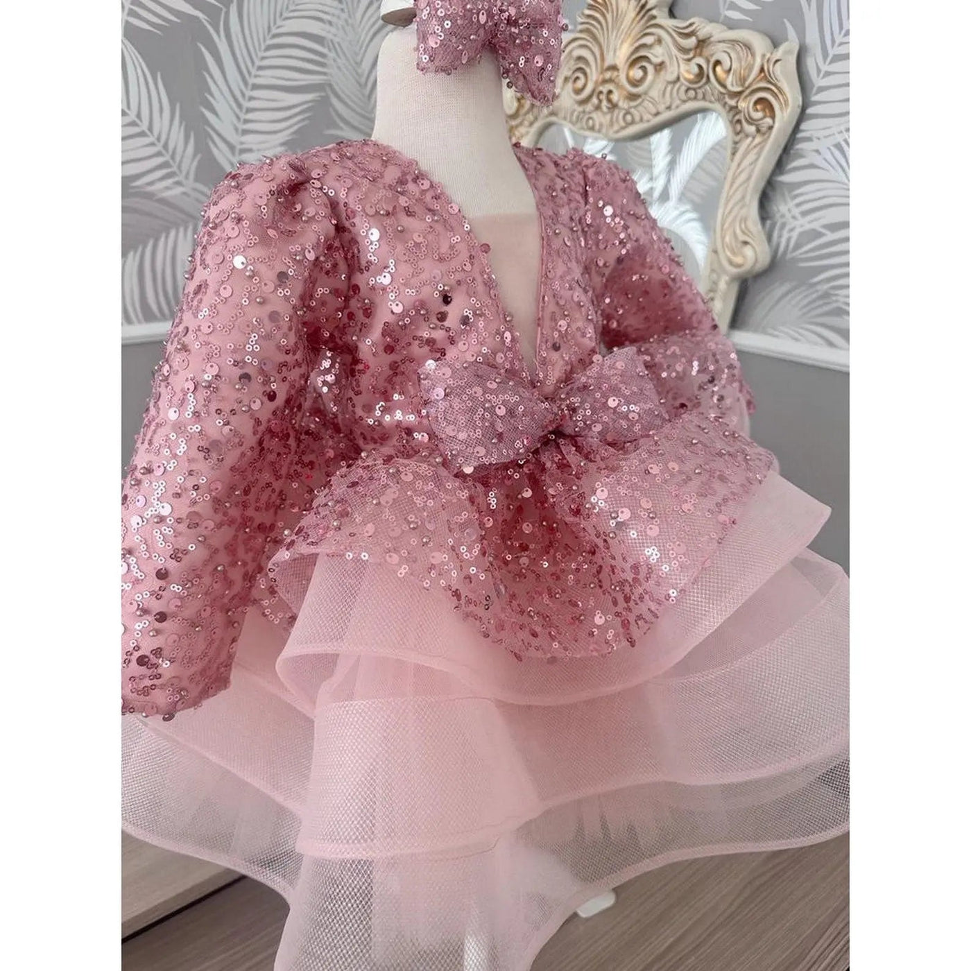 Flower Pink Mermaid Birthday Dress For Girls, baby girl first birthday dress, additional product image 6 by Vowalisse