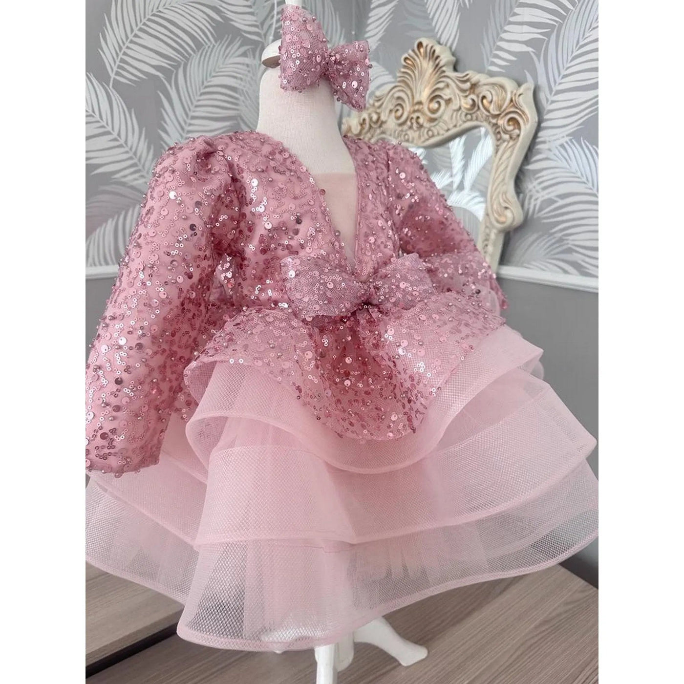 Flower Pink Mermaid Birthday Dress For Girls, baby girl first birthday dress, additional product image 9 by Vowalisse