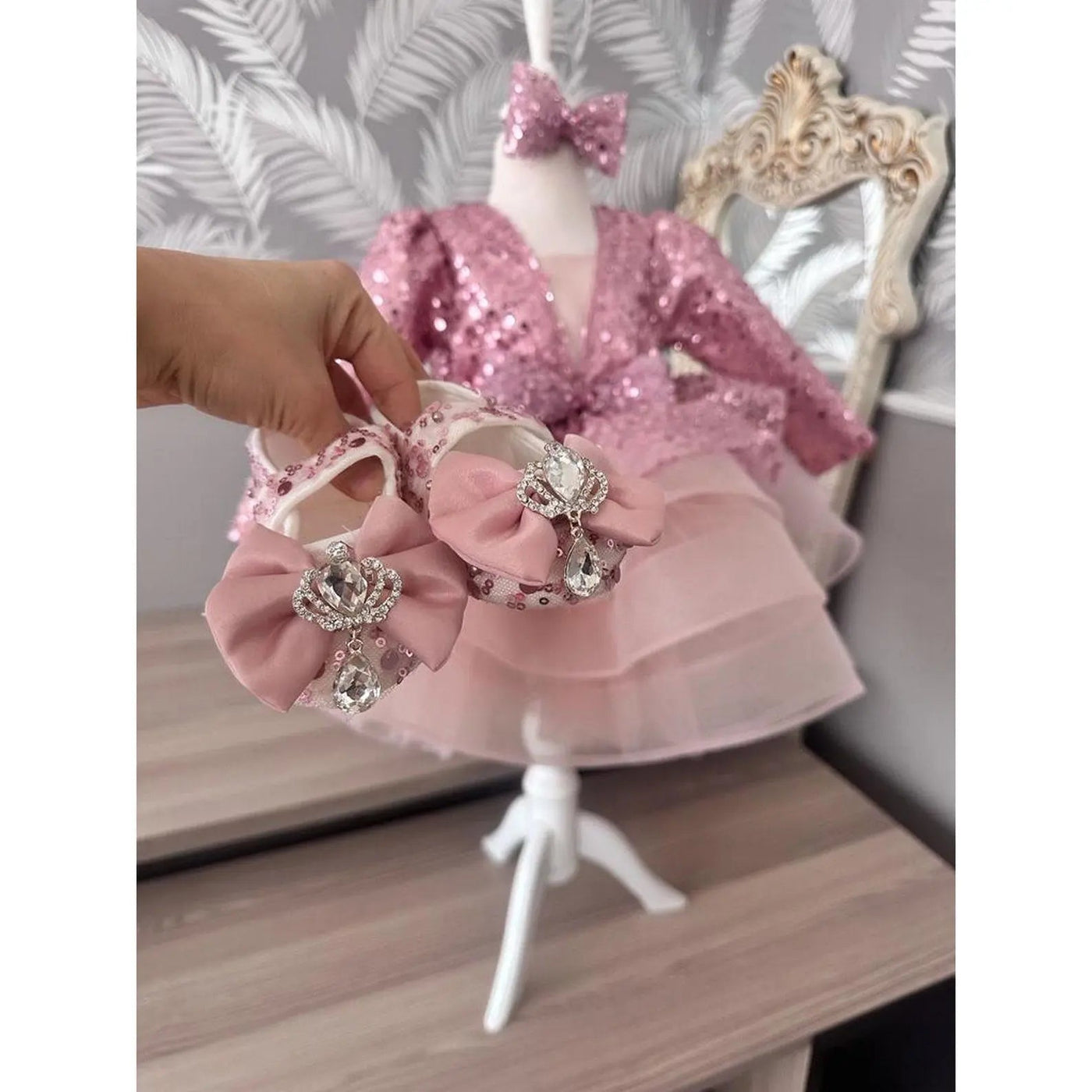 Flower Pink Mermaid Birthday Dress For Girls, baby girl first birthday dress, additional product image 10 by Vowalisse