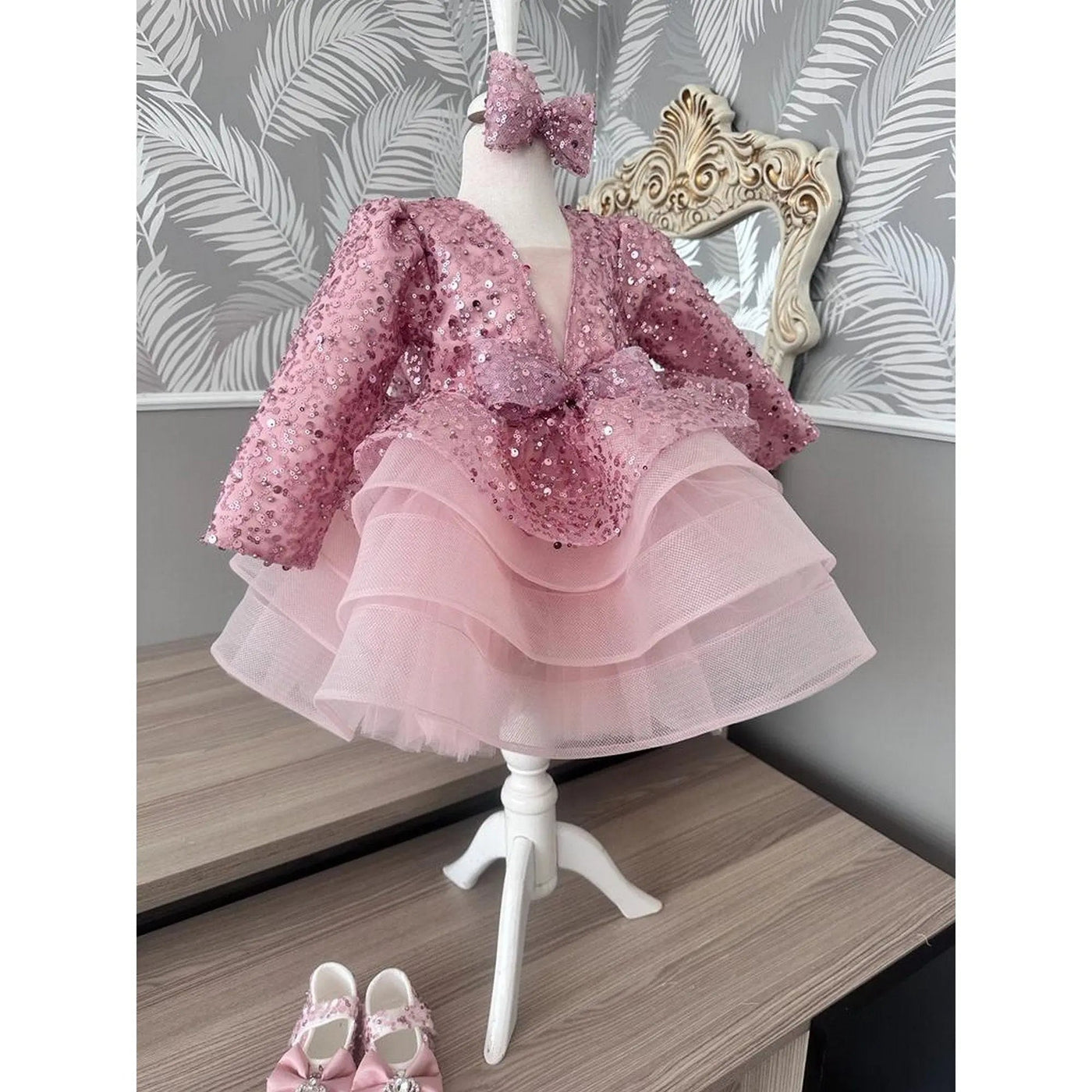 Flower Pink Mermaid Birthday Dress For Girls, baby girl first birthday dress, additional product image 13 by Vowalisse