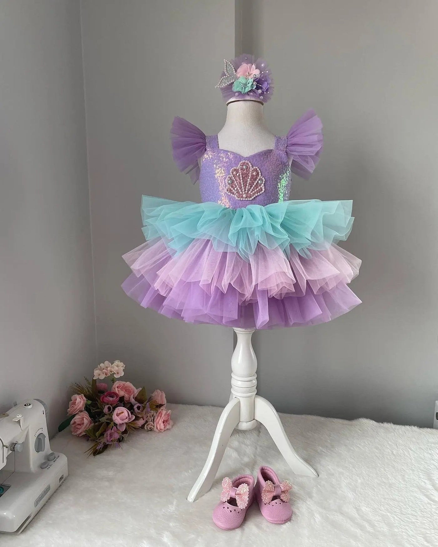 Mermaid Mermaid Birthday Dress For Girls, baby girl first birthday dress, additional product image 2 by Vowalisse