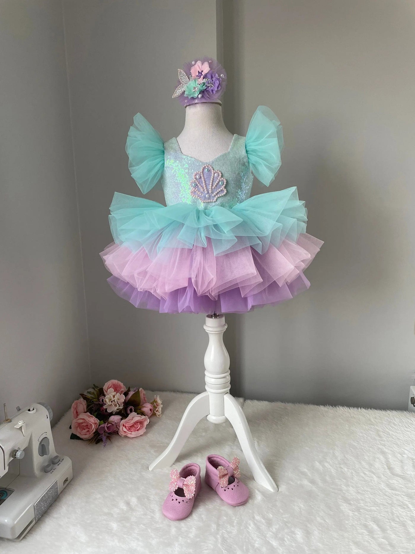 Mermaid Mermaid Birthday Dress For Girls, baby girl first birthday dress, additional product image 3 by Vowalisse