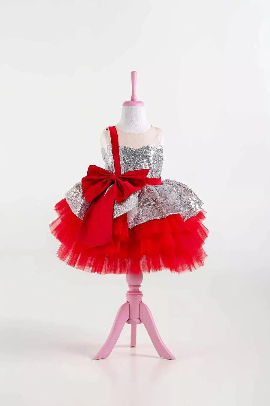 Lace Red Flower Girl Birthday baby girl first birthday dress, additional product image 3 by Vowalisse