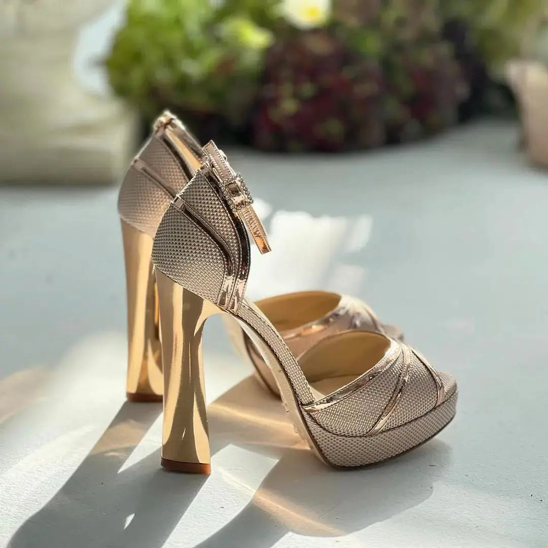 Pink Velvet Block Heel Bridal Heels VOWALISSE bridal shoes – view 4