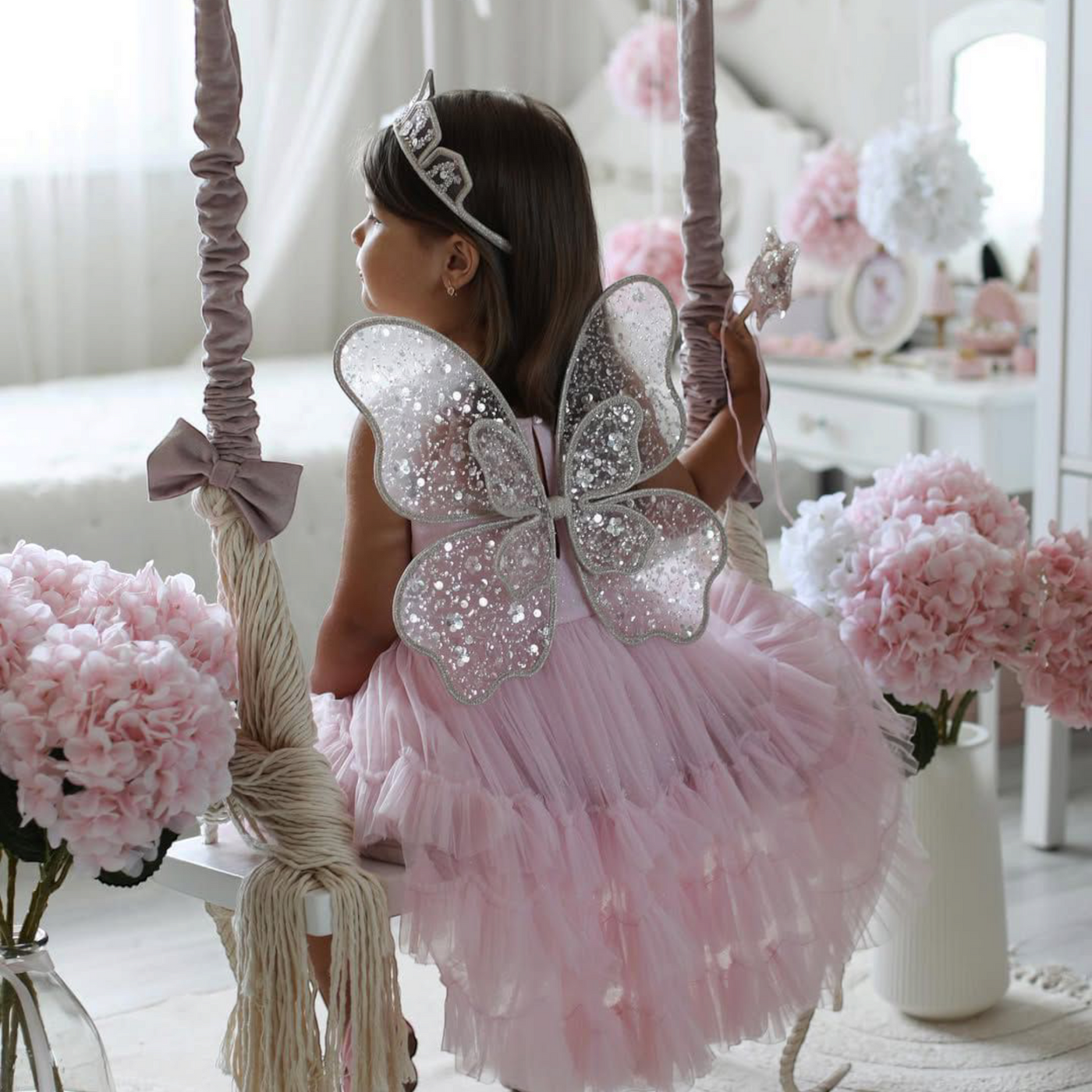 Butterfly Pink Mermaid Birthday Dress For Girls 2, baby girl first birthday dress, additional product image 8 by Vowalisse
