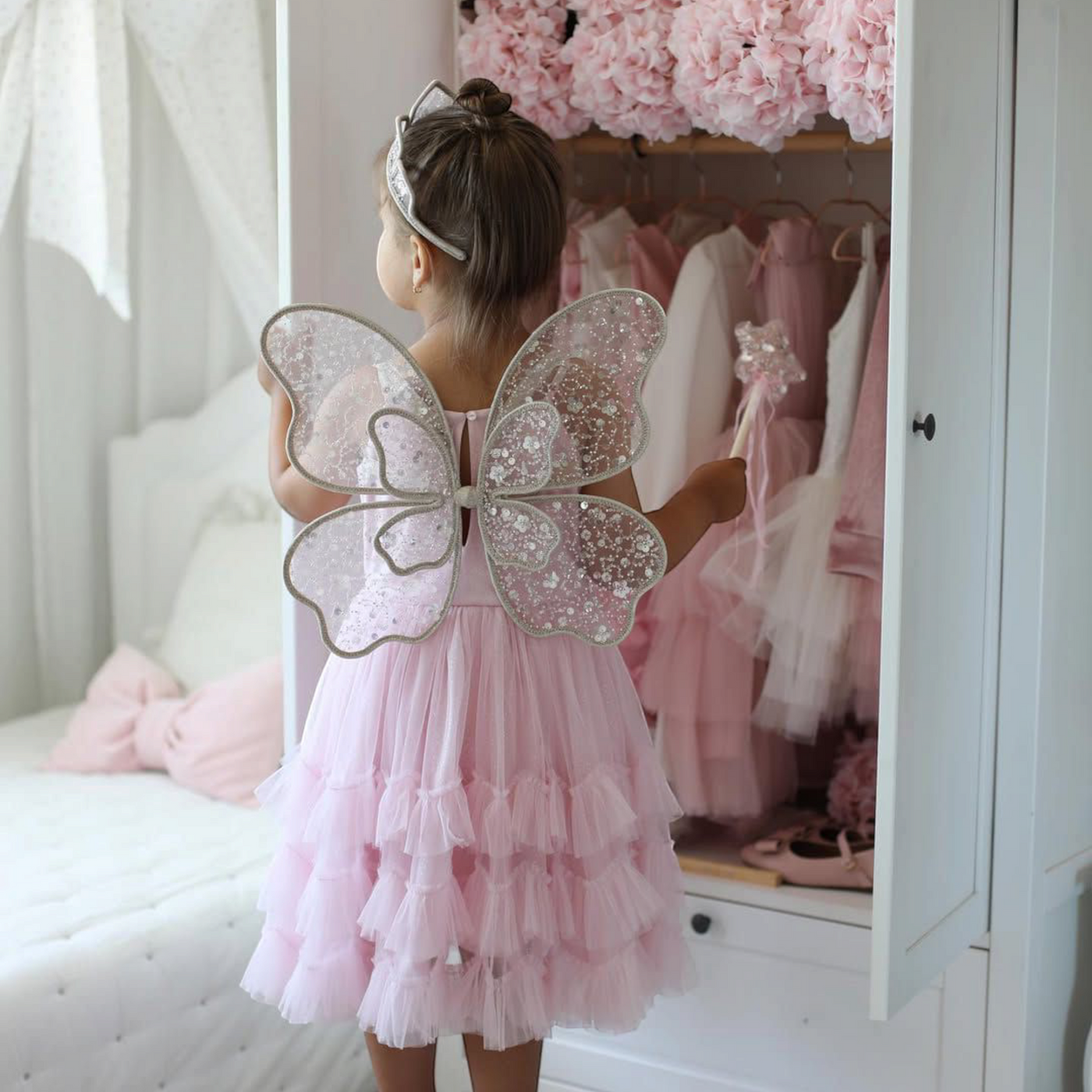 Butterfly Pink Mermaid Birthday Dress For Girls 2, baby girl first birthday dress, additional product image 3 by Vowalisse