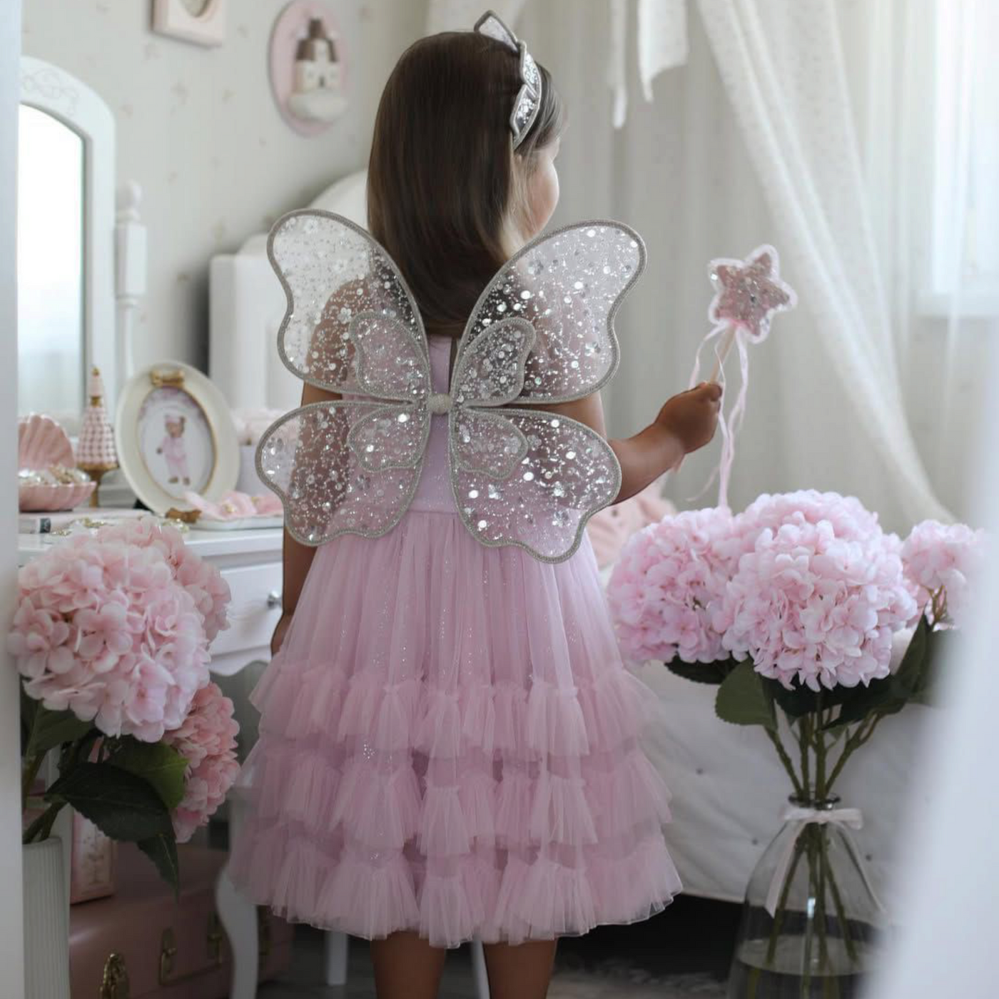 Butterfly Pink Mermaid Birthday Dress For Girls 2, baby girl first birthday dress, additional product image 6 by Vowalisse