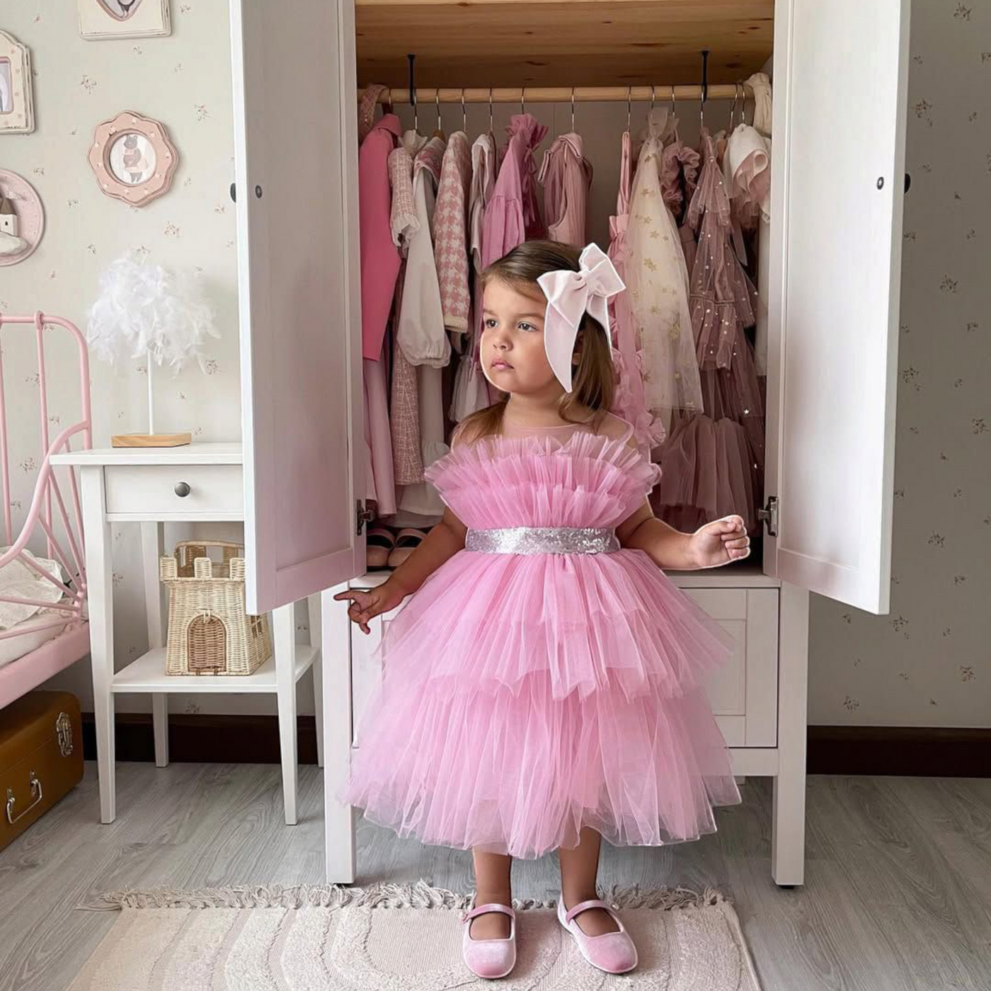 Butterfly Pink Mermaid Birthday Dress For Girls 4, baby girl first birthday dress, main product image by Vowalisse