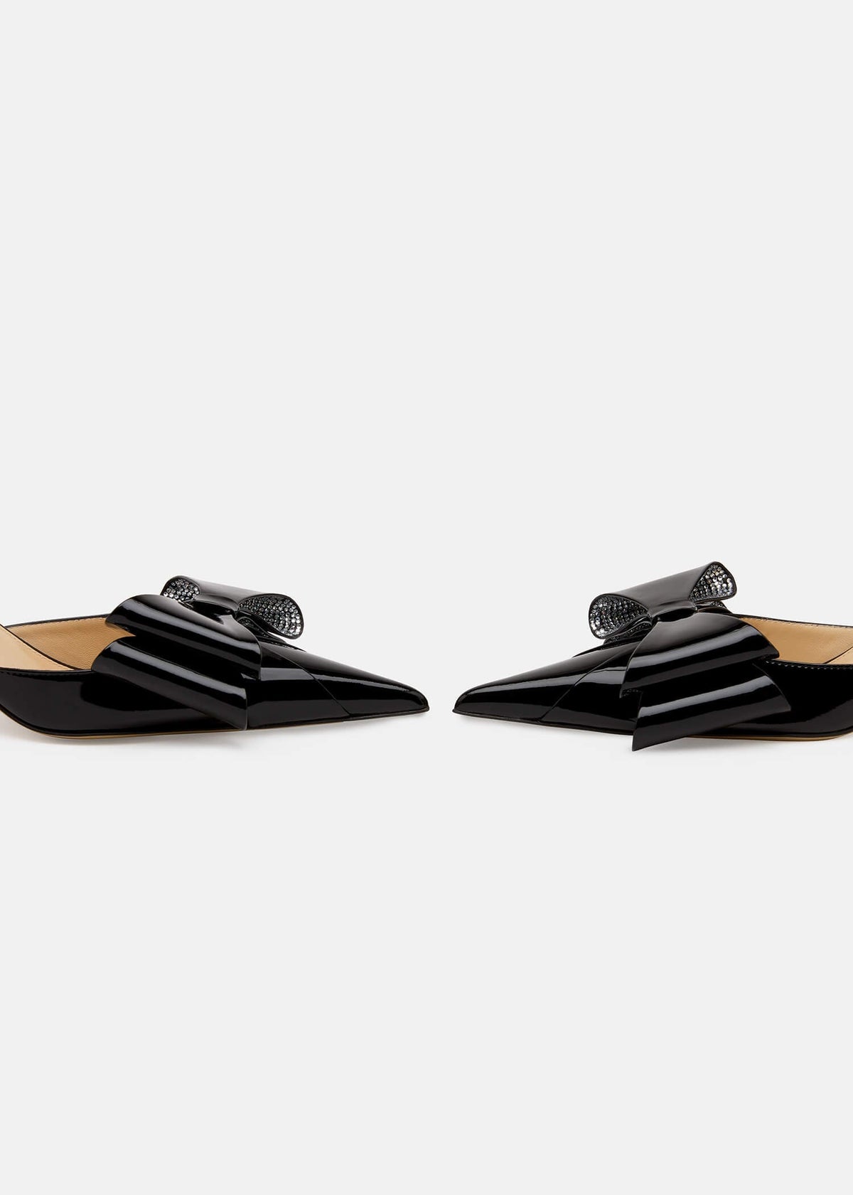 Zinnia Black Crystal Slingbacks – top view showing crystal, patent leather, black, Vowalisse