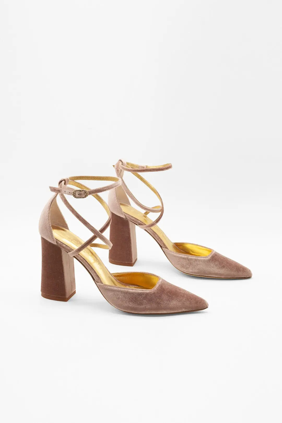 Pink Velvet Block Heel Bridal Heels VOWALISSE bridal shoes – view 4