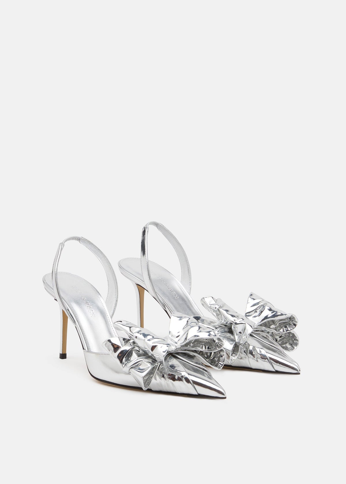 Elara Silver Metallic Slingbacks – side profile showing metallic, red, Vowalisse