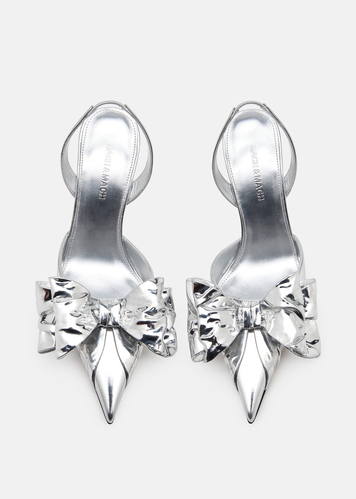 Elara Silver Metallic Slingbacks – crystal detail view showing metallic, red, Vowalisse