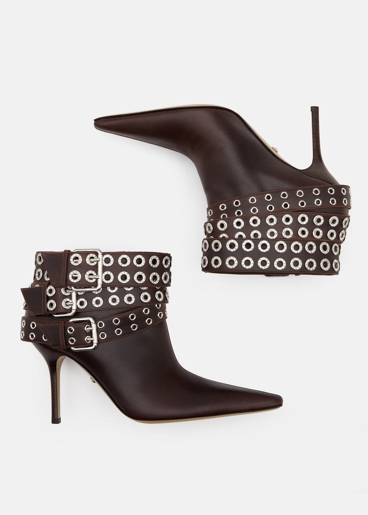 Adriana Brown Red Boots – crystal detail view showing red, Vowalisse